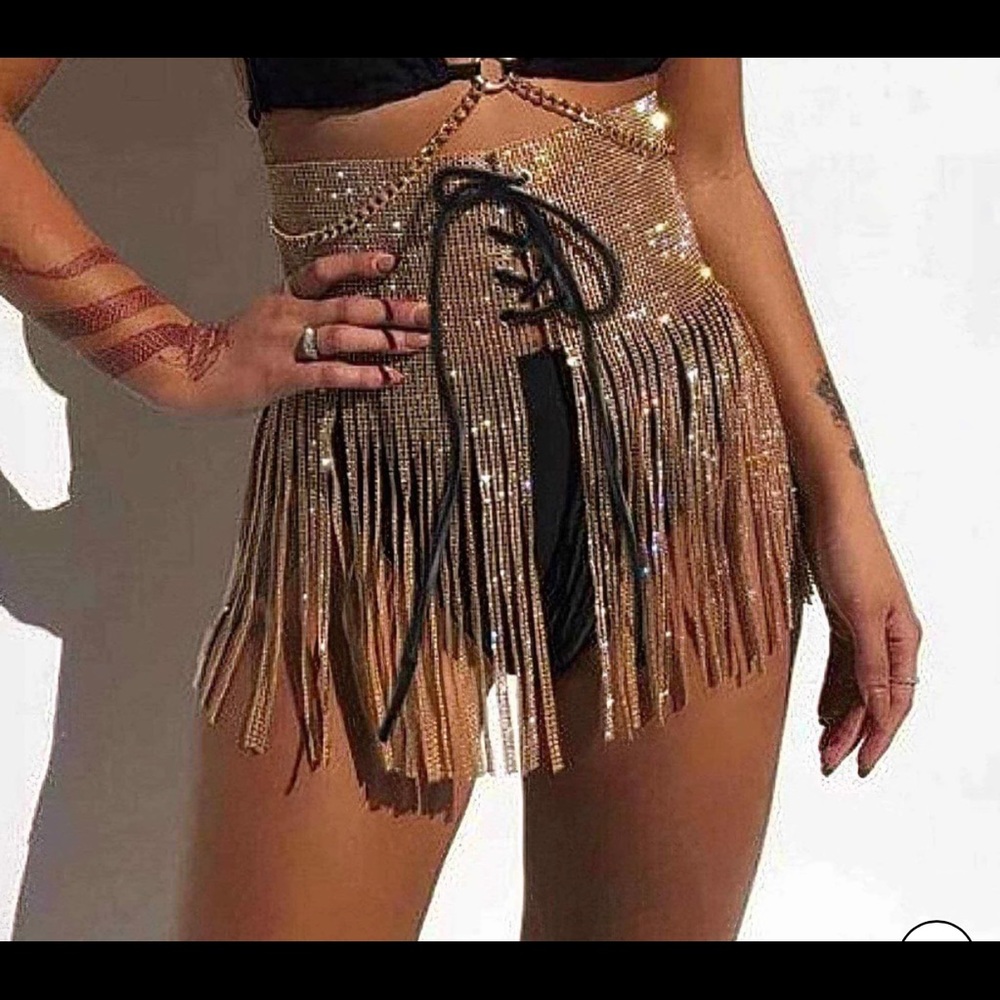 Gold Fringe Skirt Belt